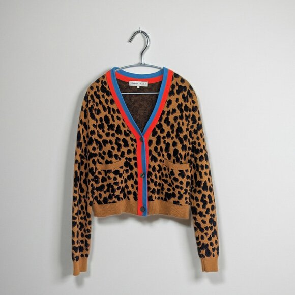 MADEWELL x KULE LEOPARD SINCLAIR CROP CARDIGAN MSRP $248 Size XS Limited Collab - Picture 9 of 15